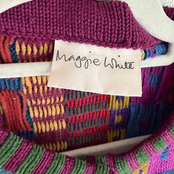 Vintage hand made Betty white Multicolor Women's Sweater size L - Picture 8 of 9